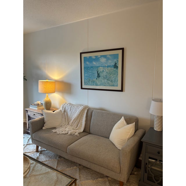 Blue Claude Monet "Cliff Walk at Pourville" - Large Framed Art For Sale - Image 8 of 8