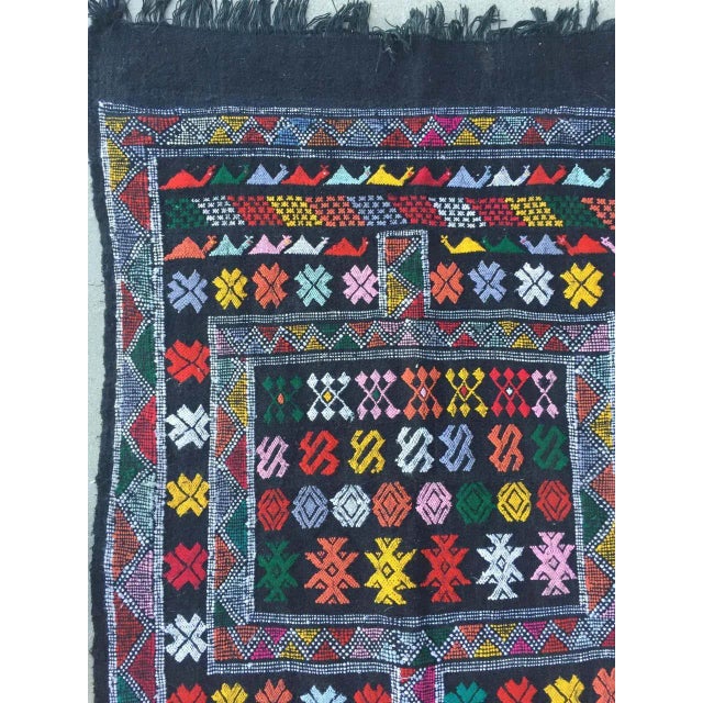 Moroccan Vintage North African Black Tribal Kilim Rug For Sale - Image 10 of 11