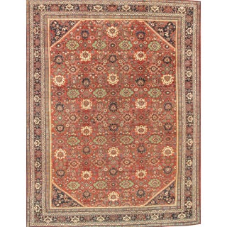 Antique Mahal Rust/Navy Rug, 10' 3" X 13' 6" For Sale