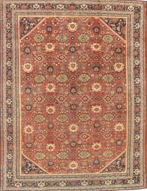 Antique Mahal Rust/Navy Rug, 10' 3" X 13' 6"