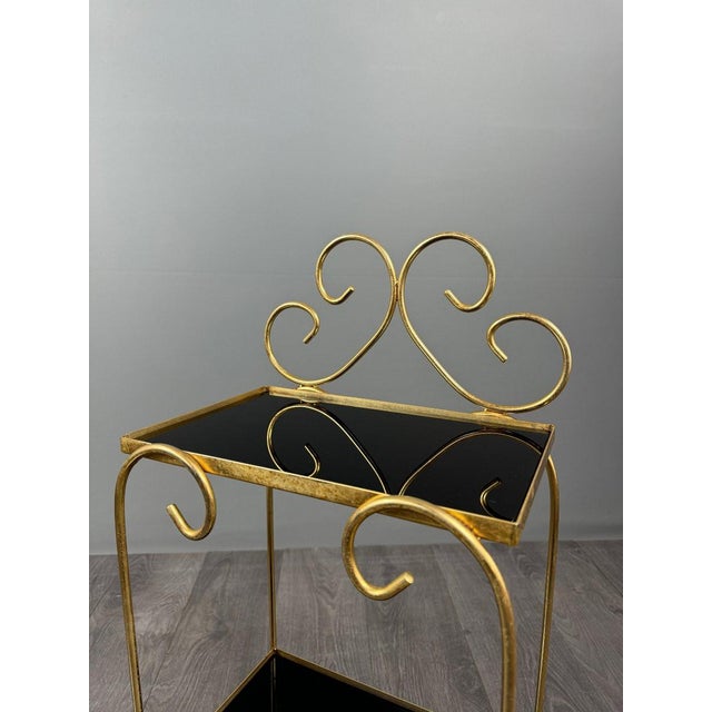 Vintage Side Tables in Gilt Metal with Glazed Ceramic Tops, 1960s, Set of 2 For Sale - Image 9 of 12