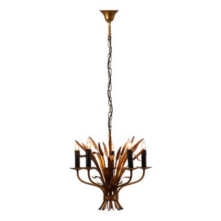 20th Century Italian Gilded Florentine Tole Wheat Sheaf Chandelier by Hans Kögl For Sale