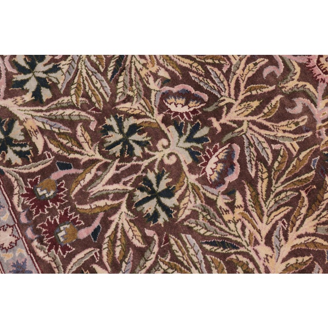 Textile Shabby Chic 1990's Floral Pak-Persian Brown/Gray Wool Round Rug- 8'0'' X 8'3'' For Sale - Image 7 of 9