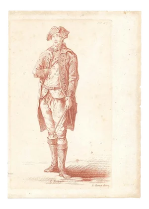 L’Ecuyer - Original Etching and Pastel by L-M Bonnet - Late 18th Century Late 1700