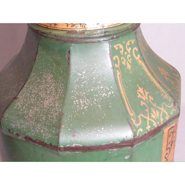 Antique Tole Painted Tea Cannister Lamp For Sale - Image 11 of 16