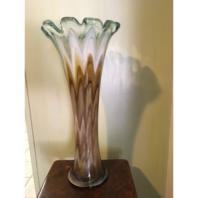 Mid-Century Modern Mid-Century Modern Gray and Sienna Murano Glass Vase For Sale - Image 3 of 8