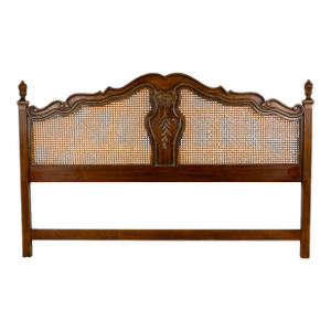 Drexel Heritage Brittany King Headboard French Caning Wicker Carved Wood