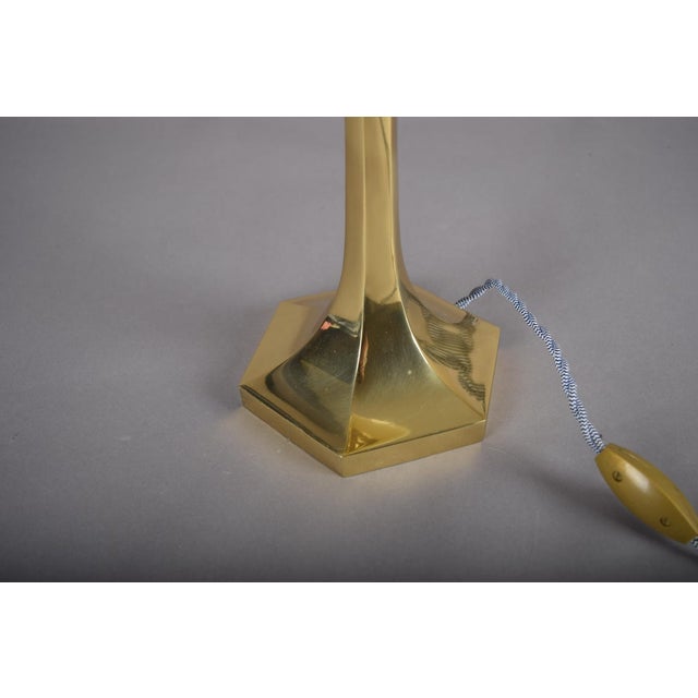 Metal Josef Hoffmann Style Brass Table Lamp, Opaline Glass Shade, Wiener Werkstätte Inspired, Austria / Europe, 1990s For Sale - Image 7 of 13