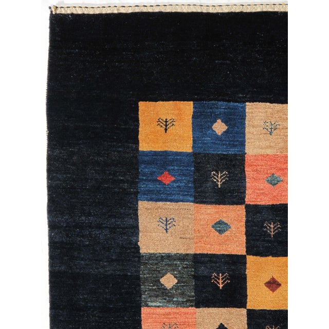 Vintage Hand-Knotted Persian Gabbeh Rug 4'11" X 6'9" For Sale - Image 4 of 5