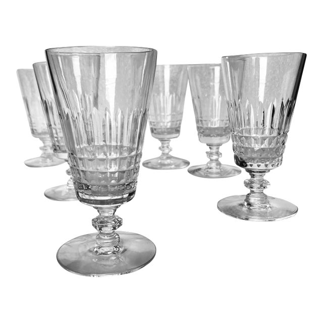 Vintage French Cut Clear Juice Glasses- Set of 6 For Sale