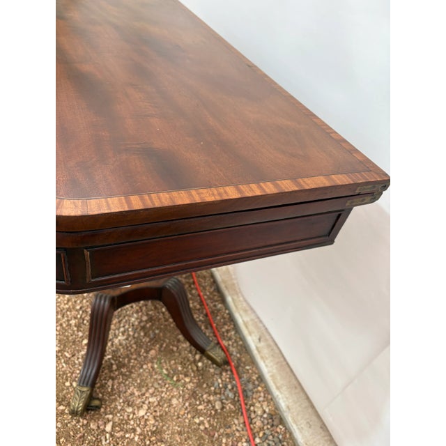 English Regency Flip Top Console and Game Table With Brass Casters For Sale - Image 4 of 11
