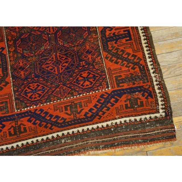 Incredible Red-Raspberry Background Color With Geometric Design Antique Persian Baluch Rug For Sale In New York - Image 6 of 12