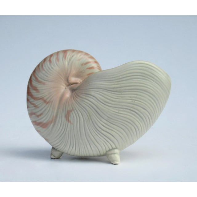 Vintage: Fitz & Floyd ceramic porcelain, nautilus planter, and/or decorative accent piece in a oatmeal-ecruto and a quasi...