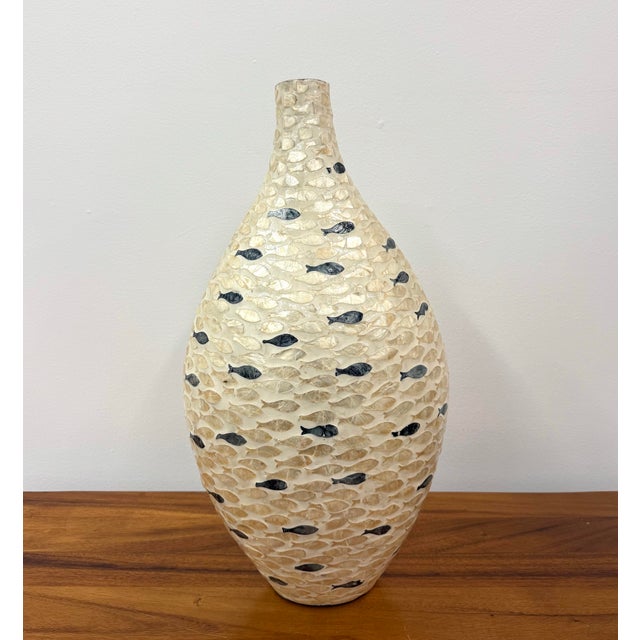 Coastal Vintage Fish Inlay Vase For Sale - Image 3 of 7