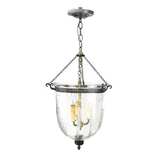 Vaughan Star-Etched Hundi Glass Bell Jar Lantern Pendant Light For Sale