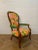 Early 1900s Victorian Wooden Armchair Upholstered in Vintage Colorful Groovy Print Fabric and Green Velvet For Sale - Image 4 of 12