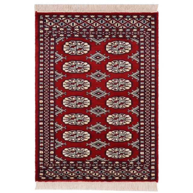 1980s Shabby Chic Bokhara Maroon/Beige Wool Rug (2'1'' X 3'1'') For Sale - Image 12 of 12
