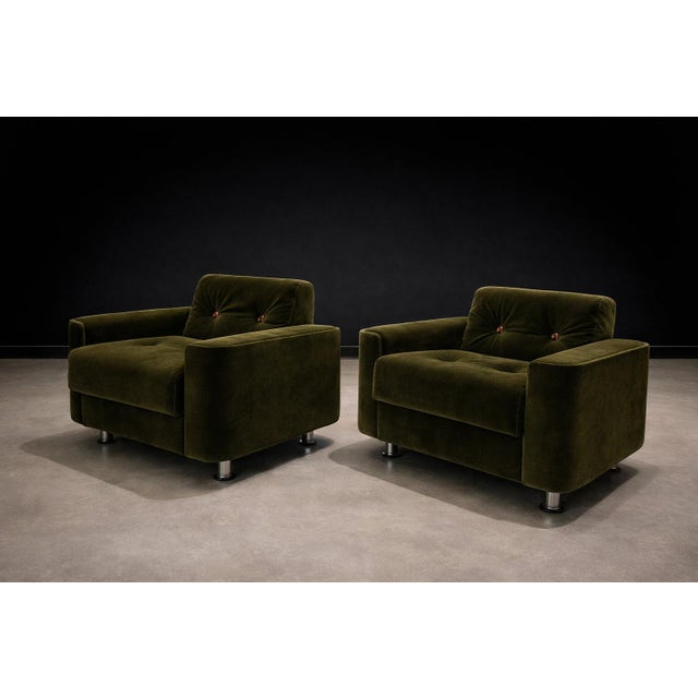 Pair of “Pullman” Armchairs in Dark Olive Velvet, Jorge Zalszupin for L’Atelier, Brazil, 1970s - Lot 146-566 For Sale - Image 10 of 16