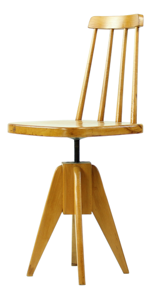Mid-Century Piano Swivel Stool with Backrest, Former Czechoslovakia, 1960s