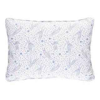 Schumacher x Marie-Chantal Rabbit Print 18" Lumbar Pillow in Blue For Sale