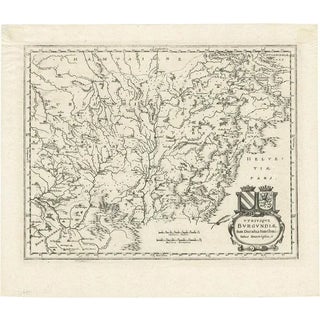 Antique Map of the Burgundy Region by Merian, 1646 For Sale