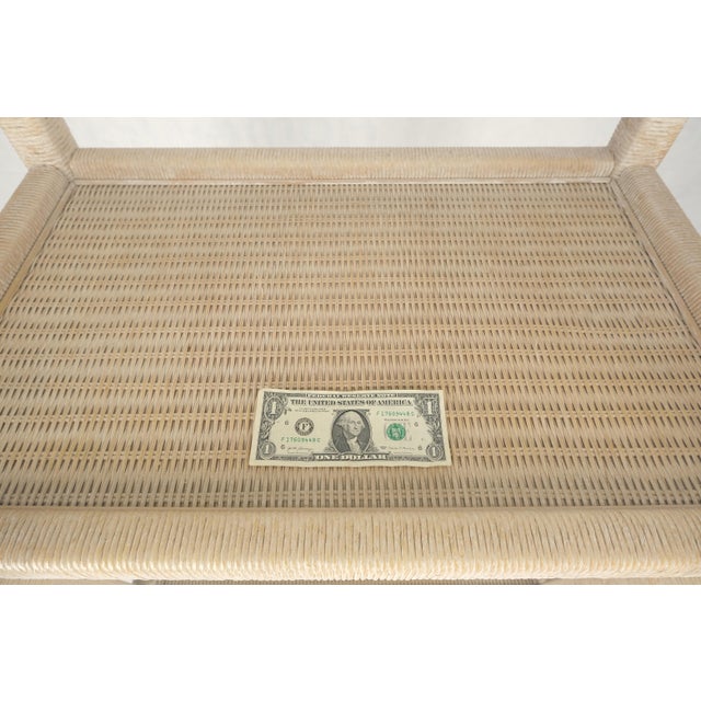 Mid-Century Modern White Pickled Rush Cane Bamboo Wrapped 5 Shelves 76" Tall Etagere Display MINT! For Sale - Image 3 of 13