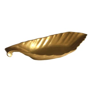 1950s Gold Leaf Shaped Dish - Pickard "Celery" Dish For Sale