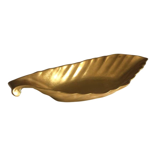1950s Gold Leaf Shaped Dish - Pickard "Celery" Dish For Sale