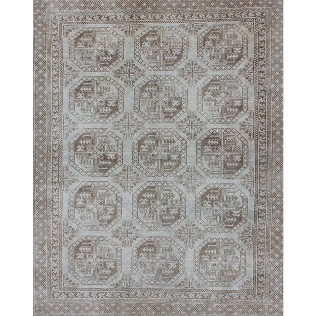 Turkish Rug With Multi-Medallions in Tribal Ersari Design With Brown & Neutrals For Sale - Image 4 of 13
