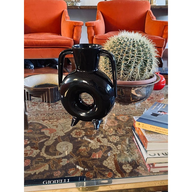 Organic Modern Black Ceramic Vase, France 1970s For Sale - Image 4 of 13