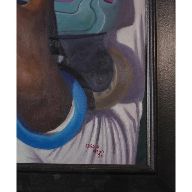 Figurative "Skater Lovers" Contemporary Figurative Painting by Ibrahim W. Ajibola Amoo, Framed For Sale - Image 3 of 3