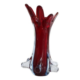 Vintage Murano Vase in Organic Shape from Seguso Sommerso, 1960s For Sale