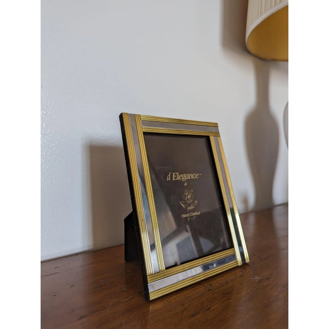 80's Cut Mirror and Brass Tone Picture Frame For Sale In San Diego - Image 6 of 6