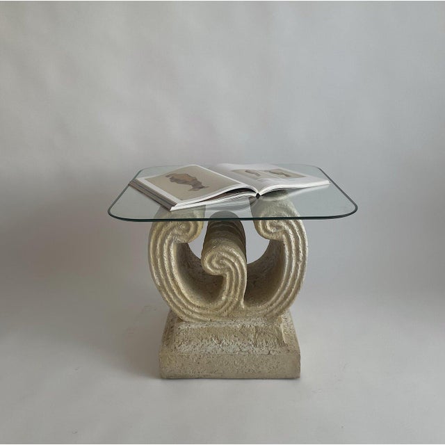 Mid-Century Modern Glass and Stone Effect Side Table / Accent Table For Sale - Image 3 of 15