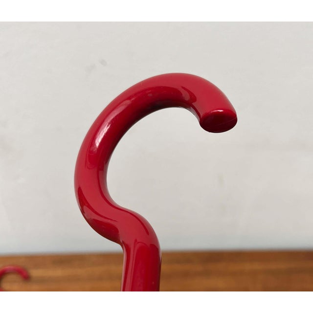 Mid-Century Modern Space Age German Red and White Coat Hanger, 1960s, Set of 5 For Sale - Image 4 of 6