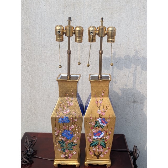 19th Century Japanese Cloisonné & Gilt Bronze Table Lamps - a Pair For Sale In Washington DC - Image 6 of 12