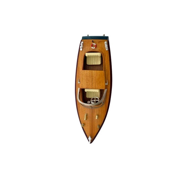 Late 20th Century Boat Model on Stand Small Wooden Luxury Design Vintage Nautical Decor Gift For Sale In Tulsa - Image 6 of 7
