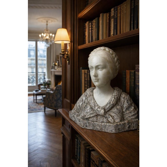 Marble Bust of a Woman by Guglielmo Pugi, 1890 For Sale - Image 10 of 11