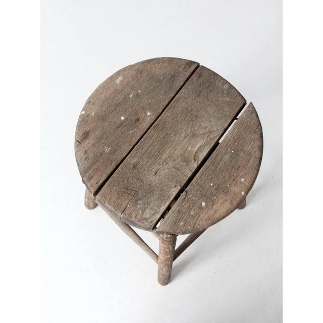 Antique Rustic Wooden Stool For Sale - Image 6 of 12