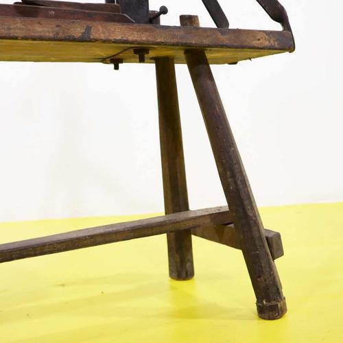 Wood and Metal Workbench with Lever and Spout For Sale - Image 6 of 9