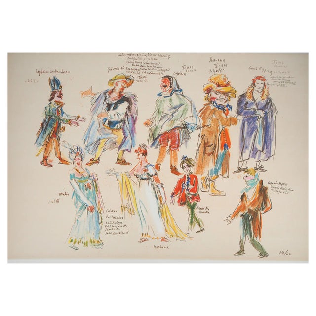 Oskar Kokoschka, Costume Designs for the Masked Ball, 1962, Photolithograph For Sale