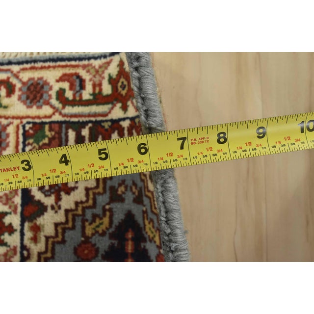 Textile Heriz Rug 2’2” X 3’11” Blue Wool Traditional Hand-Knotted Oriental Carpet For Sale - Image 7 of 8