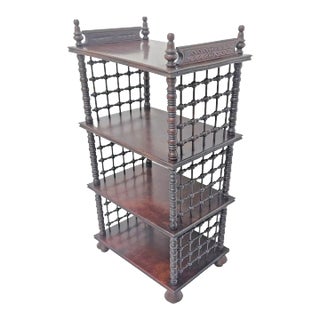 Antique 1890s Victorian Stick and Ball Bookcase 4 Tier Possibly Merklen Brothers For Sale
