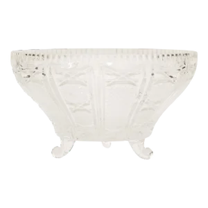Bohemian Crystal Large Diamond Cut Footed Serving Bowl, Circa 1970s