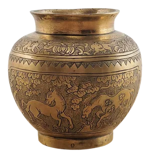 Chinese Bronze Vase Decorated With Horses