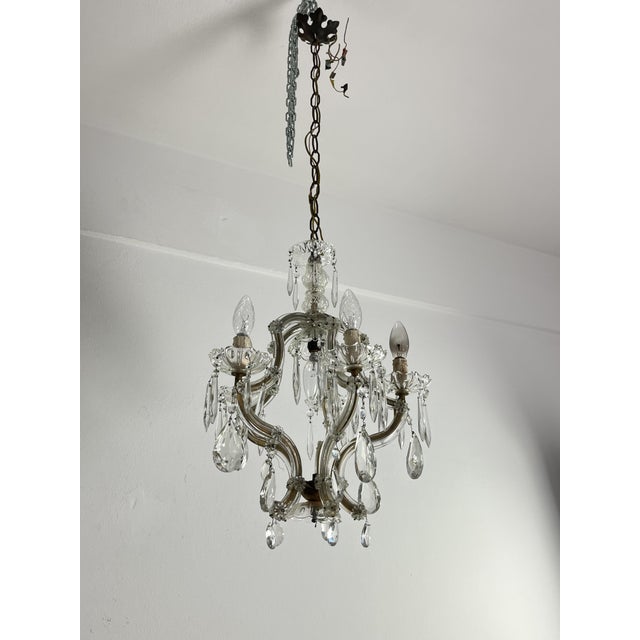 Mid-Century Italian 5-Light Crystal Chandelier, 1950s For Sale - Image 4 of 7