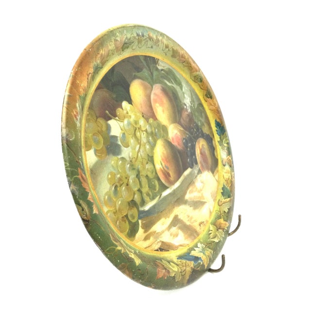 English Authentic Antique Toleware Platter Serving Tray For Sale - Image 3 of 12