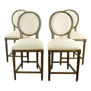 Upholstered Restoration Hardware Stools- Set of 4 For Sale