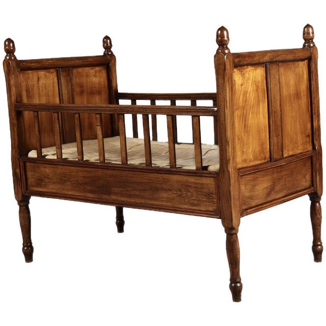 Rustic 19th Century Biedermeier Walnut Childrens Bed Doll Bed, 1830s For Sale - Image 3 of 18