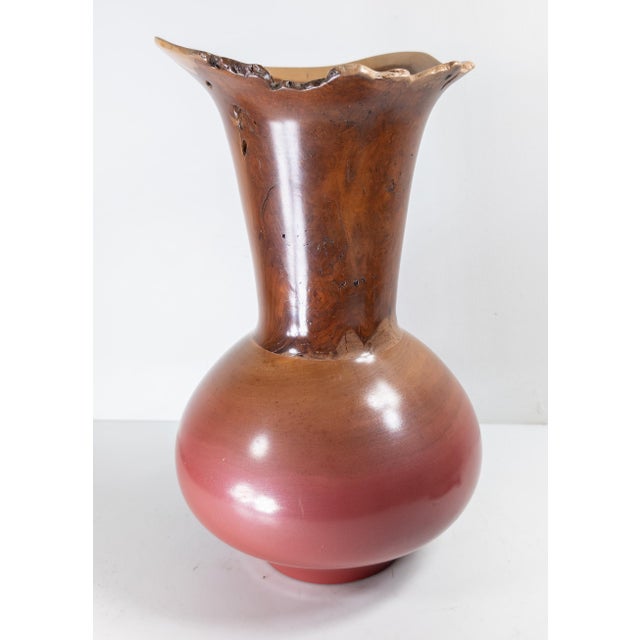 1990s Mid-Century Modern Turned Carved Burlwood Live Edge Vase by Johannes Michelsen For Sale - Image 5 of 11